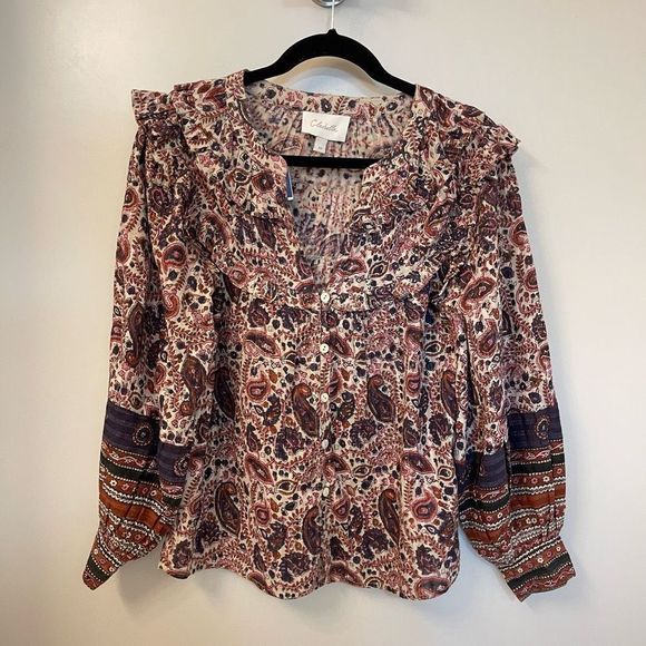 Cleobella Women Blouse V-neck Boho Cotton Organic Oversized Top Sz XS - Picture 5 of 14